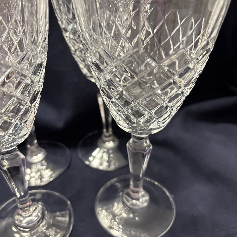 Set Of 4 Vintage Cristal de Flandre France 24% Lead Crystal Wine Glasses